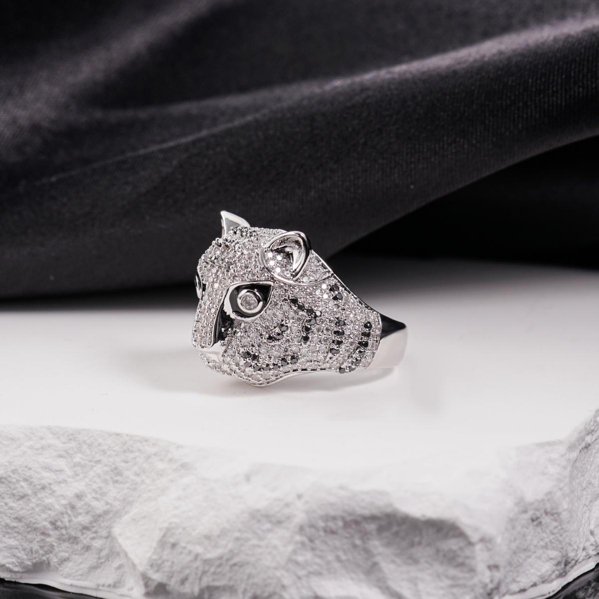 1.8ct Shadow Panthera Ring VVS Synthetic Moissanite Ring Jewelry Copper Band Unisex Hip Hop Ring Band