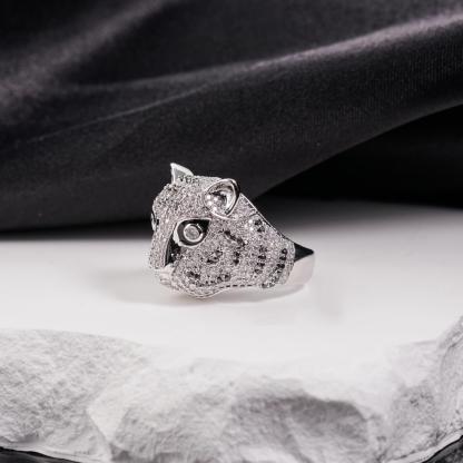 1.8ct Shadow Panthera Ring VVS Synthetic Moissanite Ring Jewelry Copper Band Unisex Hip Hop Ring Band