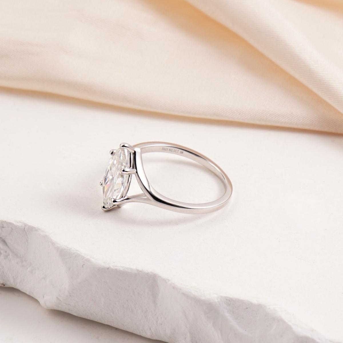 2ct Cathedral Split Shank Solitaire Marquise Engagement Ring Band Synthetic Moissanite Ring Jewelry S925