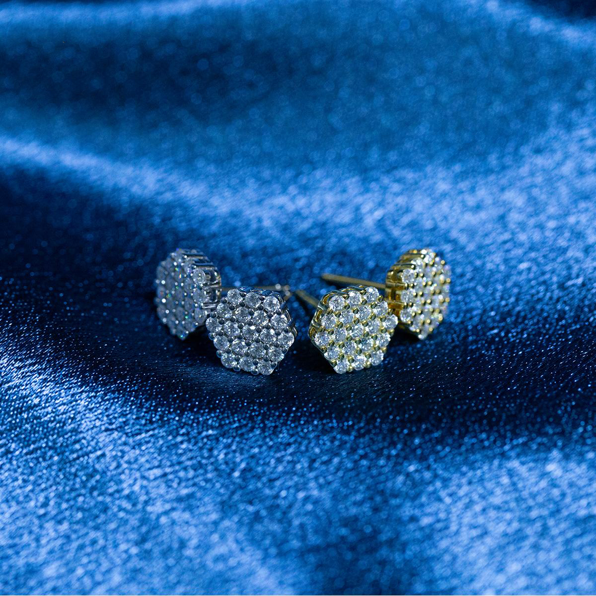 Iced Round Synthetic Moissanite Stud Earrings For Men Women Gift