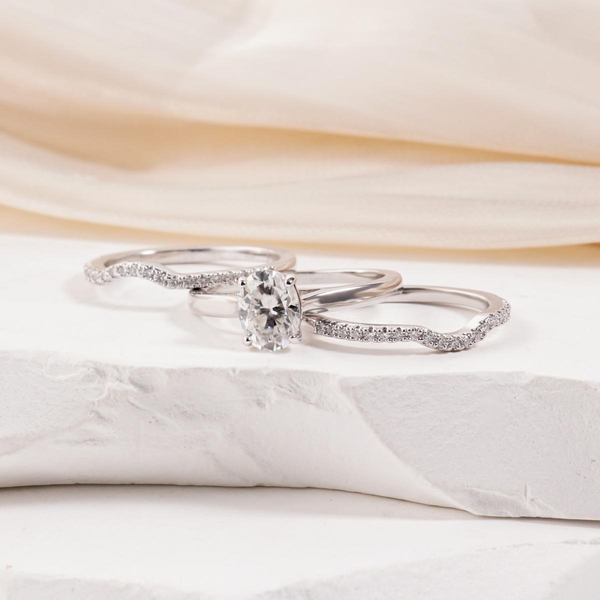 1.8ct Heavenly Nest Ring Engagement Ring Triple Stacking Ring VVS Synthetic Moissanite Ring Jewelry Copper Band