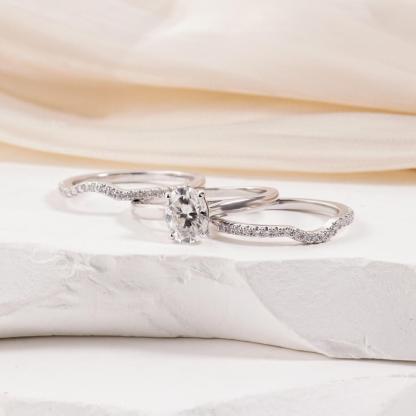 1.8ct Heavenly Nest Ring Engagement Ring Triple Stacking Ring VVS Synthetic Moissanite Ring Jewelry Copper Band