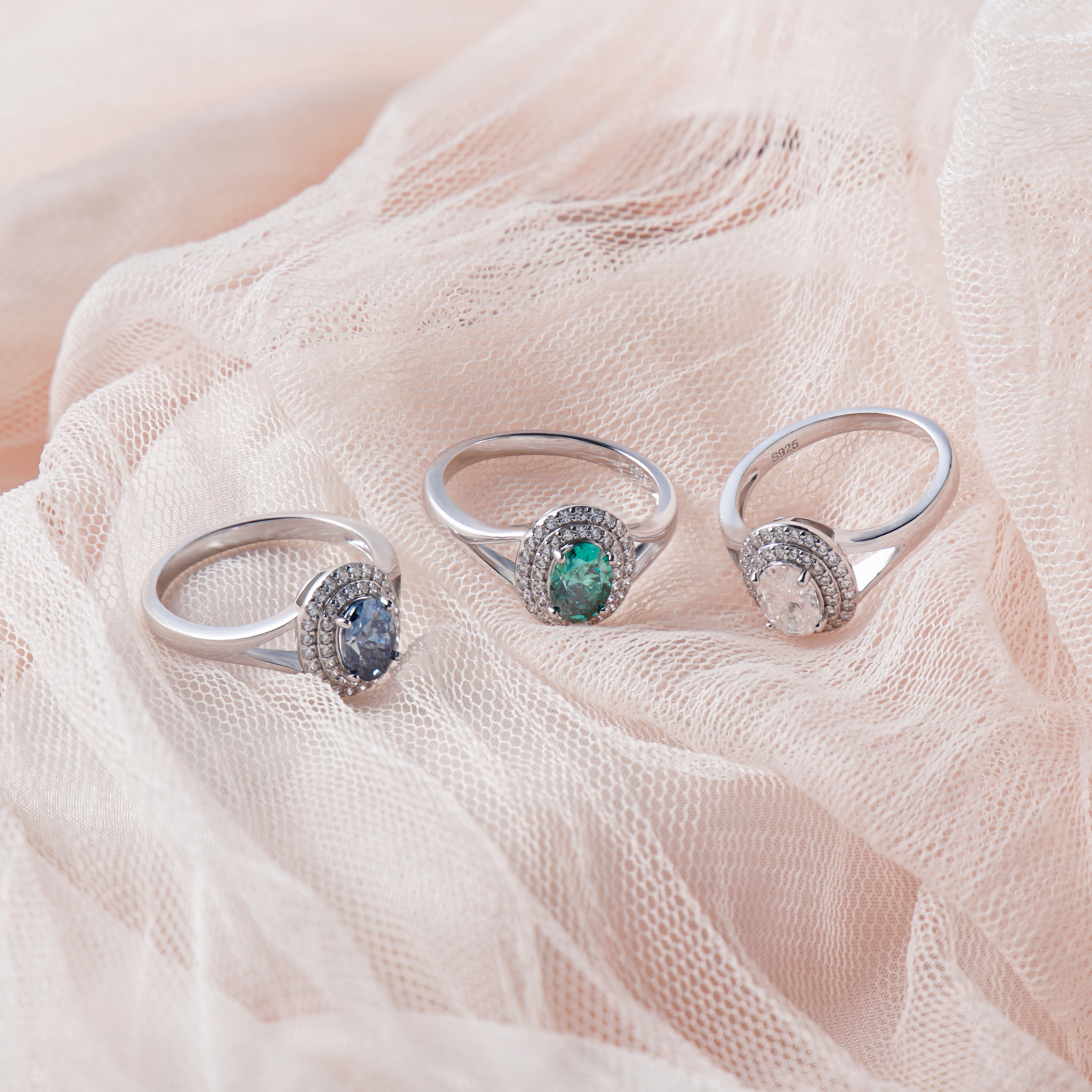 1ct Oval Synthetic Moissanite Double Halo Ring In 925 Sterling Silver Ring Band Jewelry Perfect Birthday Engagement Wedding Anniversary Gift for Women