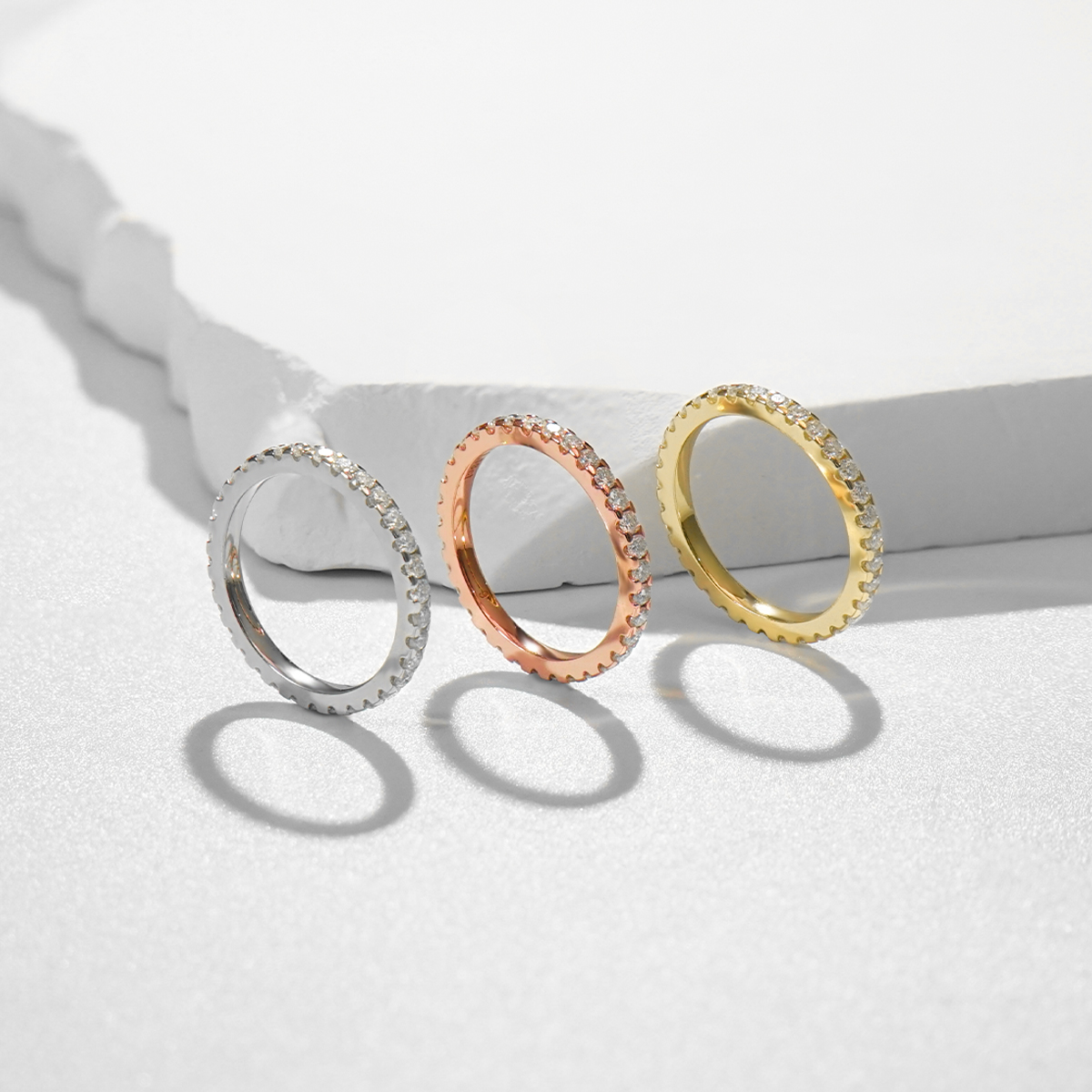 S925 VVS D Color Synthetic Moissanite Eternity Ring Band Anniversary Mother's Day Gifts For Women Men