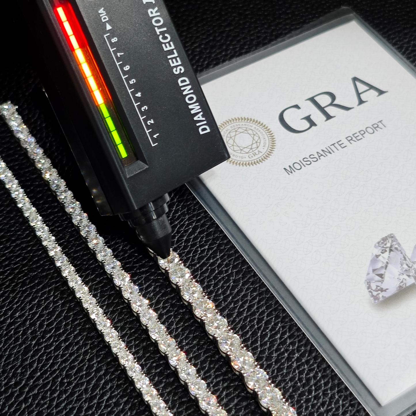 S925 Silver Hip Hop Synthetic Moissanite Tennis Chain