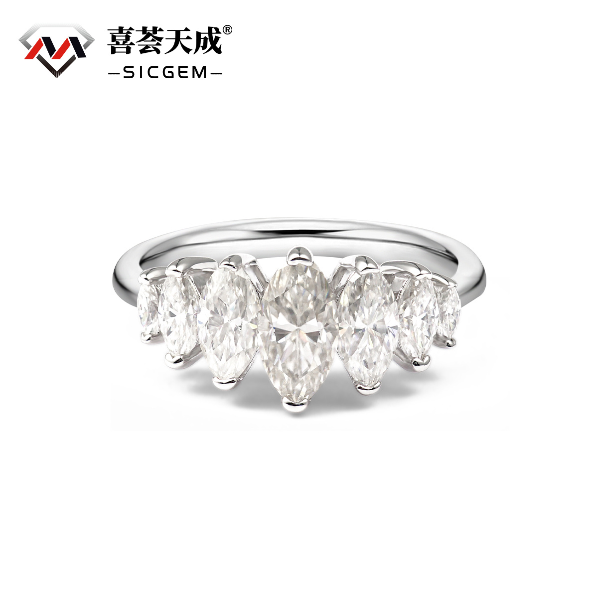 2.8ct Marquise Synthetic Moissanite Horse Eye Ring S925