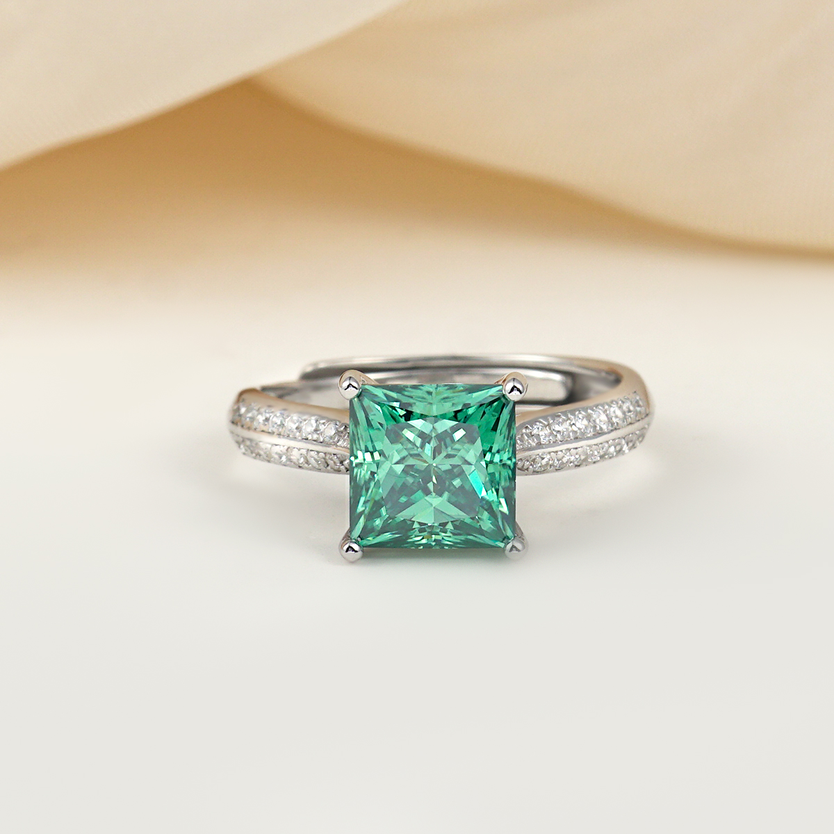 2ct S925 Princess Synthetic Moissanite Solitaire Ring