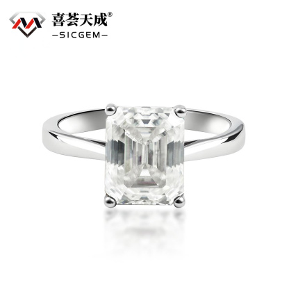 4ct Octagon Synthetic Moissanite Solitaire Ring In 925 Sterling Silver