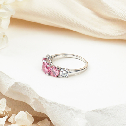 3.6ct Round Synthetic Moissanite Pink Rose Ring S925