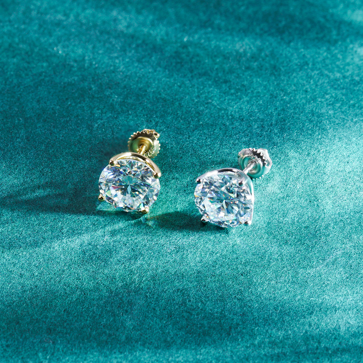 Solitaire Four Prong Earrings Butterfly/Screw Back Stud D-Color Moissanite & S925