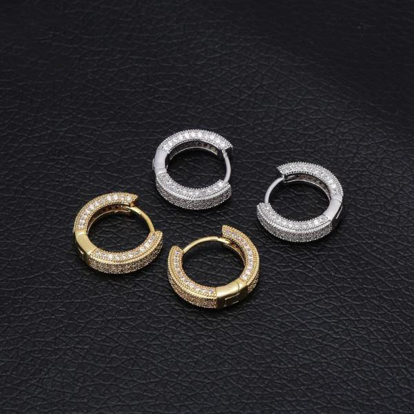 S925 Round VVS Synthetic Moissanite Iced Hoop Earring Birthday Mother's Day Gifts for Men Women