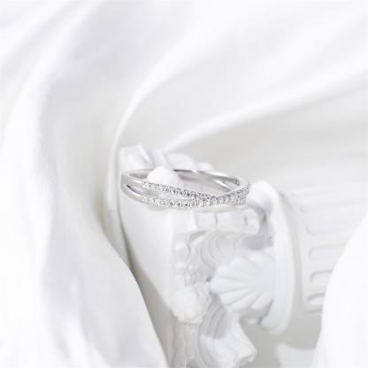 Delzzad Crossover Ring Engagement Wedding Ring Band Synthetic Moissanite S925 X Ring Criss Cross Ring Twisted Band Jewelry Perfect Birthday Engagement Wedding Anniversary Gift