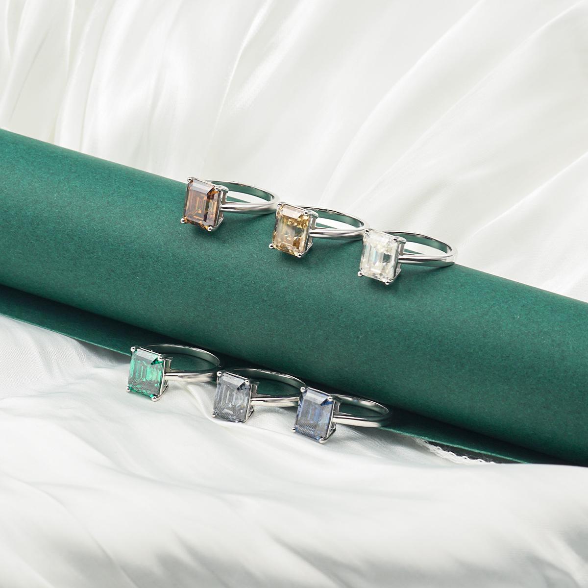 4ct Octagon Synthetic Moissanite Solitaire Ring In 925 Sterling Silver