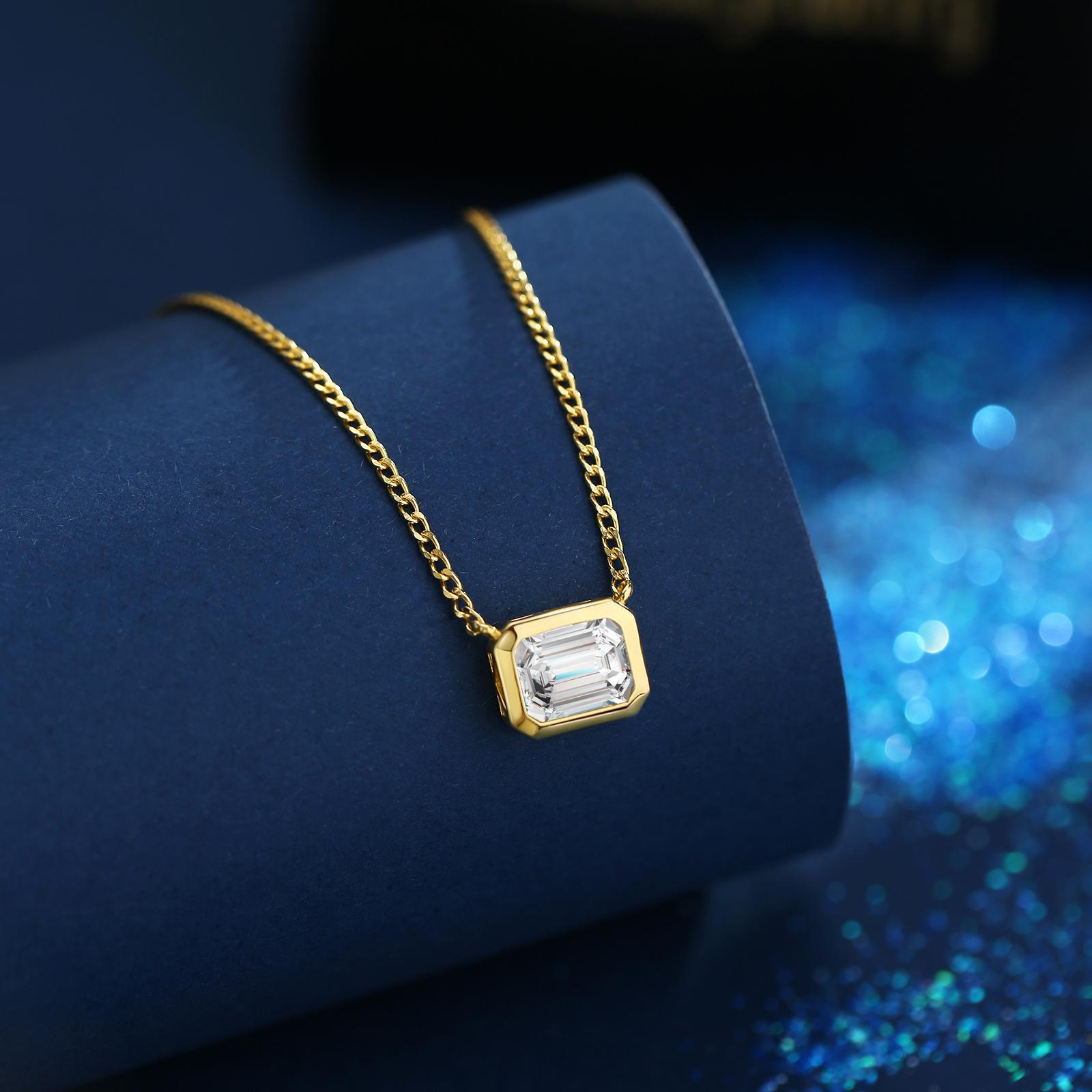 S925 3CT SYNTHETIC MOISSANITE BEZEL STYLE SOLITAIRE NECKLACE CHAIN