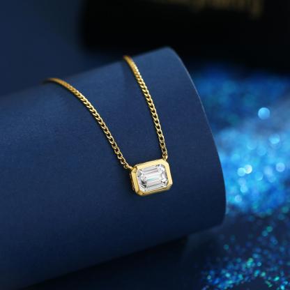 S925 3CT SYNTHETIC MOISSANITE BEZEL STYLE SOLITAIRE NECKLACE CHAIN