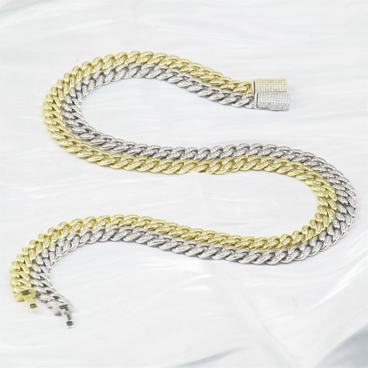 02style S925 VVS Synthetic Moissanite Hip Hop Unisex Cuban Link Necklace Chain