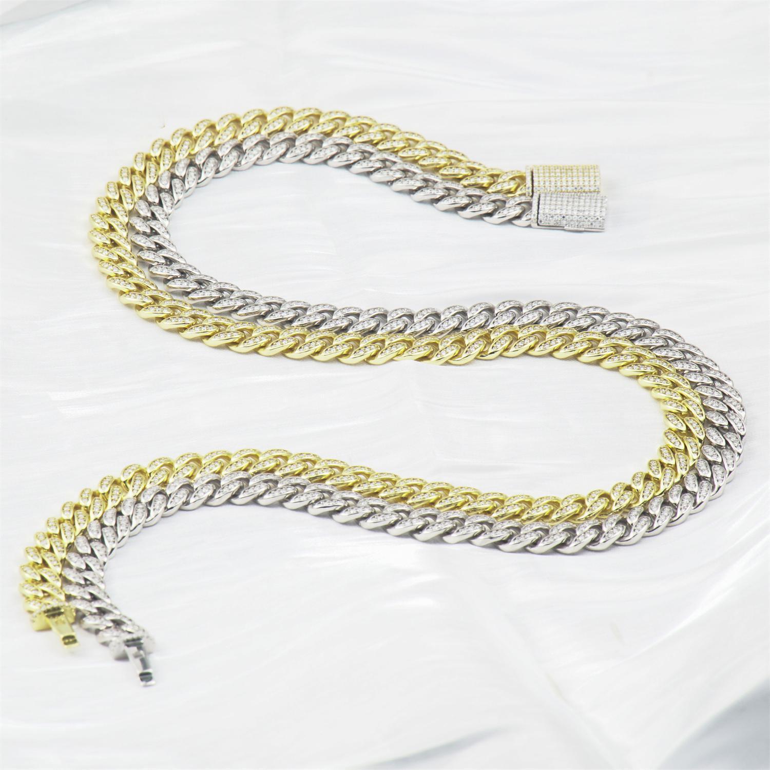 02style S925 VVS Synthetic Moissanite Hip Hop Unisex Cuban Link Necklace Chain
