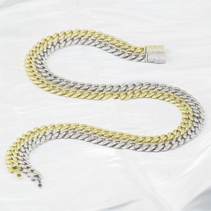 02style S925 VVS Synthetic Moissanite Hip Hop Unisex Cuban Link Necklace Chain