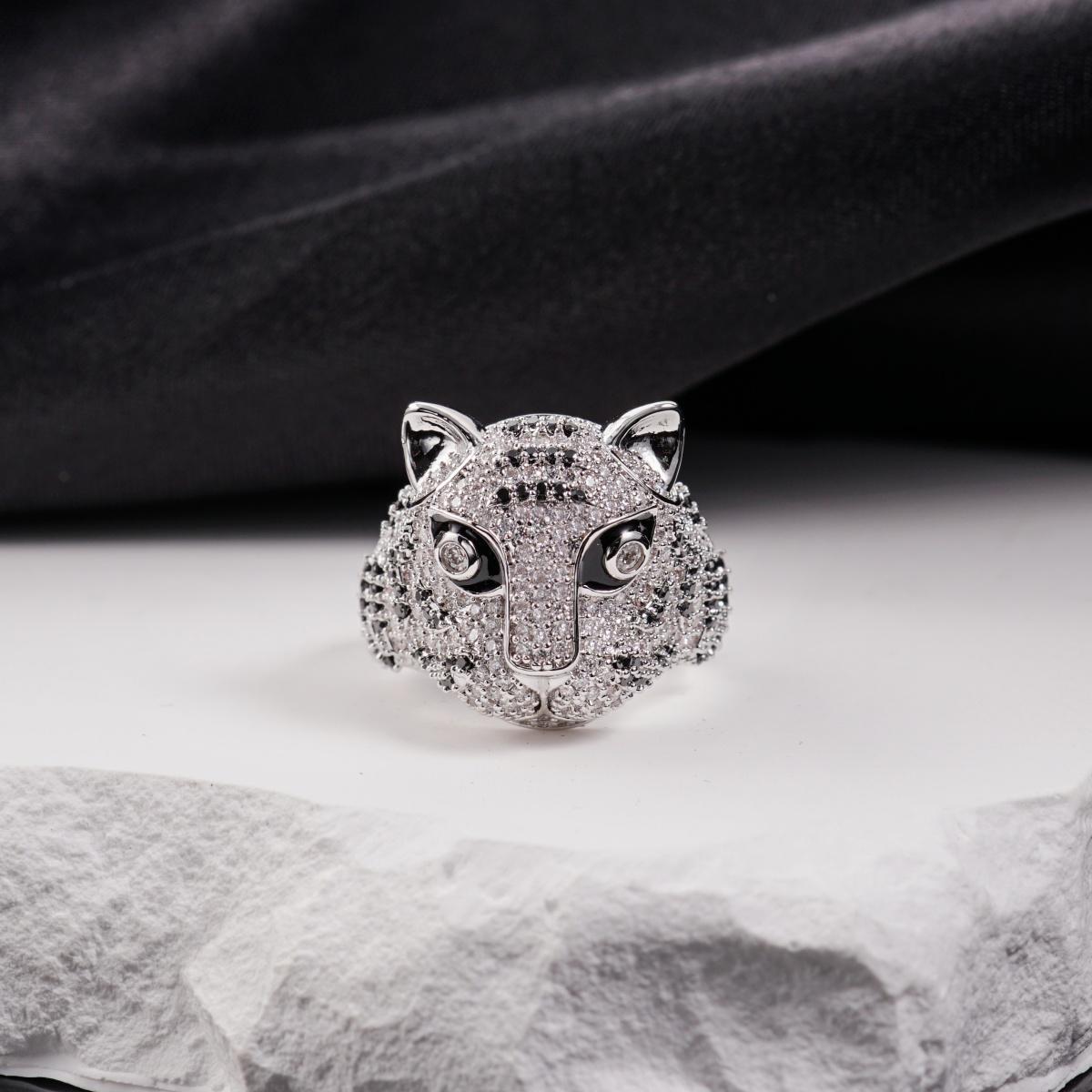 1.8ct Shadow Panthera Ring VVS Synthetic Moissanite Ring Jewelry Copper Band Unisex Hip Hop Ring Band