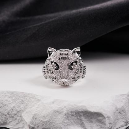 1.8ct Shadow Panthera Ring VVS Synthetic Moissanite Ring Jewelry Copper Band Unisex Hip Hop Ring Band