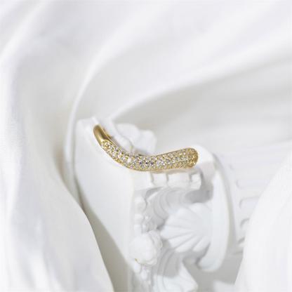 Delzzad Stacking Bling Pear Wave Ring Synthetic Moissanite S925 Eternity Stacking Set Engagement Wedding Ring Band Set Jewelry