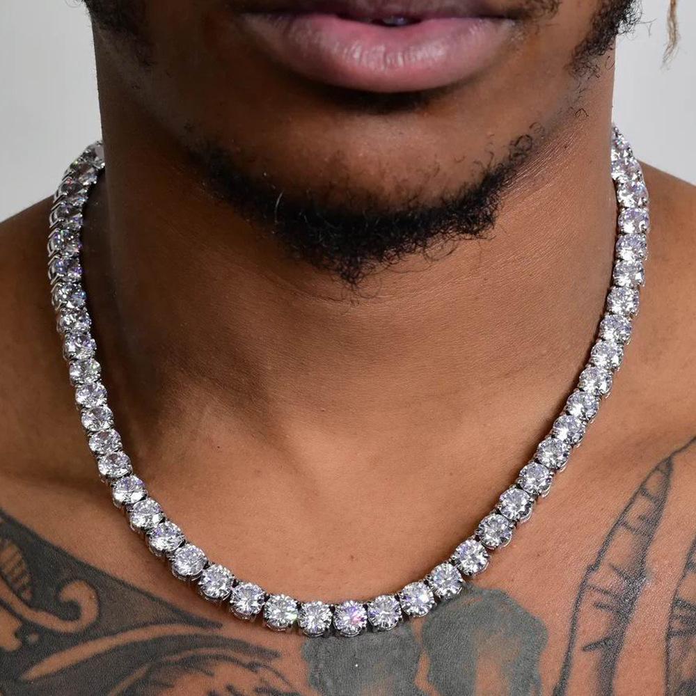 S925 Silver Hip Hop Synthetic Moissanite Tennis Chain