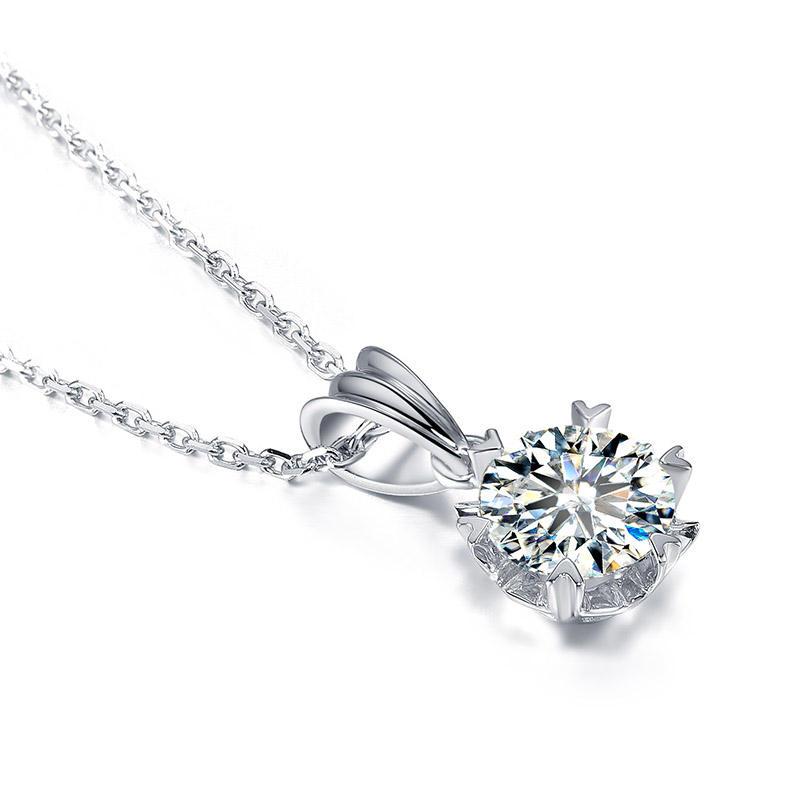 S925 SYNTHETIC MOISSANITE SNOWFLAKE SOLITAIRE PENDANT NECKLACE