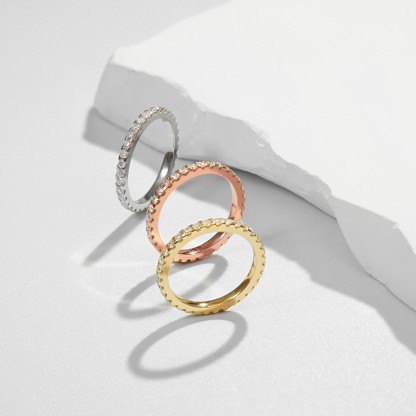 S925 VVS D Color Synthetic Moissanite Eternity Ring Band Anniversary Mother's Day Gifts For Women Men