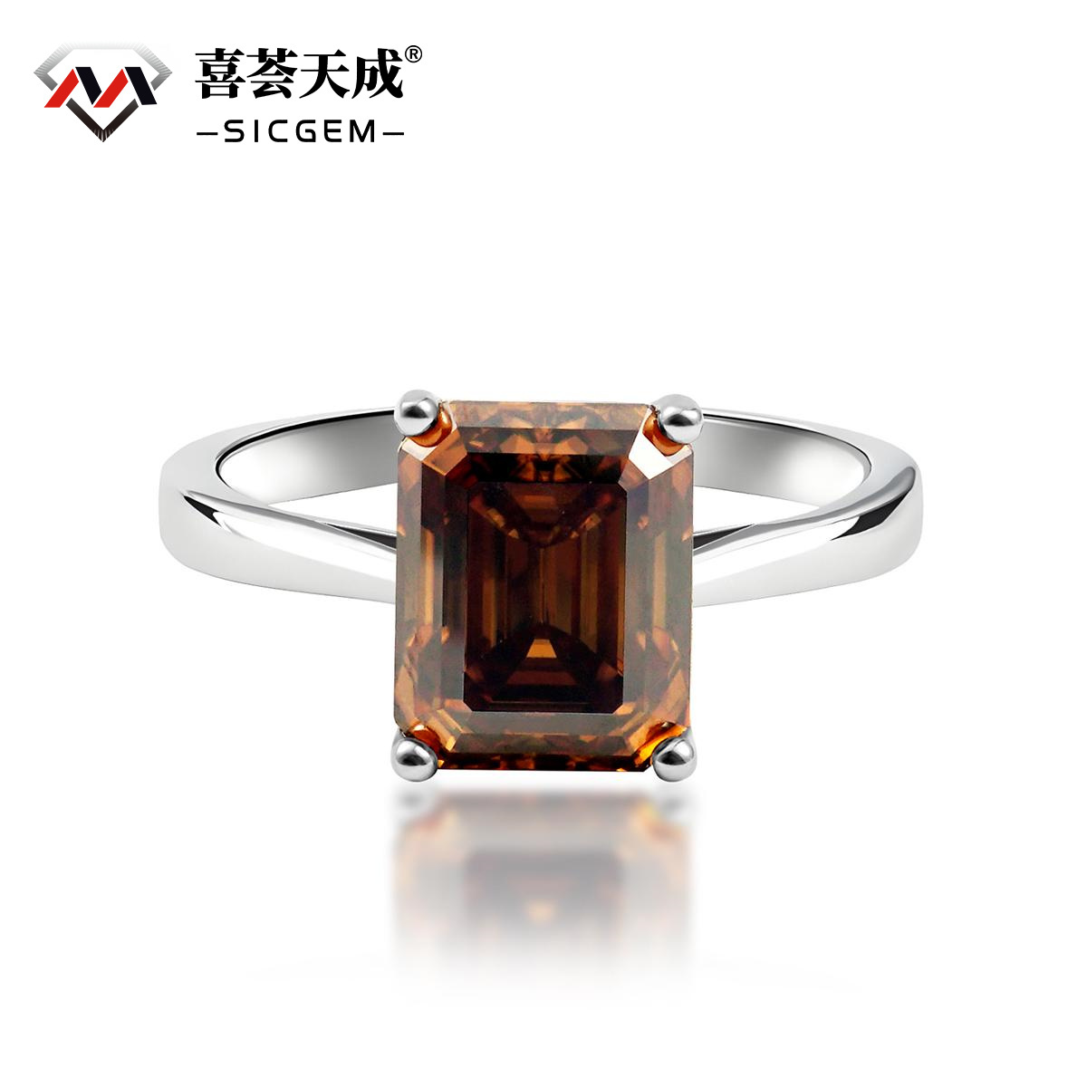 4ct Octagon Synthetic Moissanite Solitaire Ring In 925 Sterling Silver