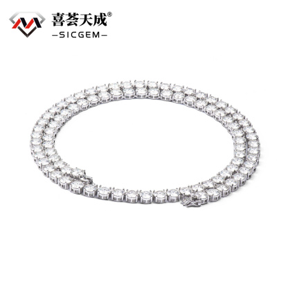S925 Silver Hip Hop Synthetic Moissanite Tennis Chain