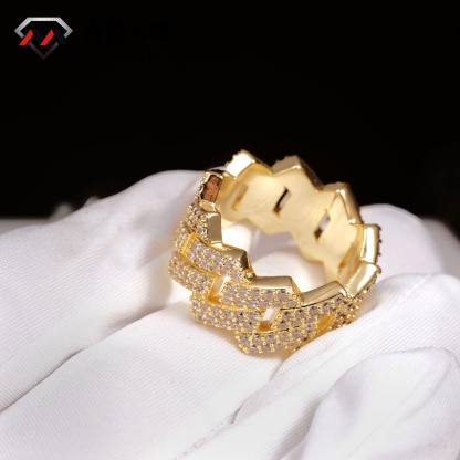 Moissanite Iced Prong Cuban RING 14K GOLD