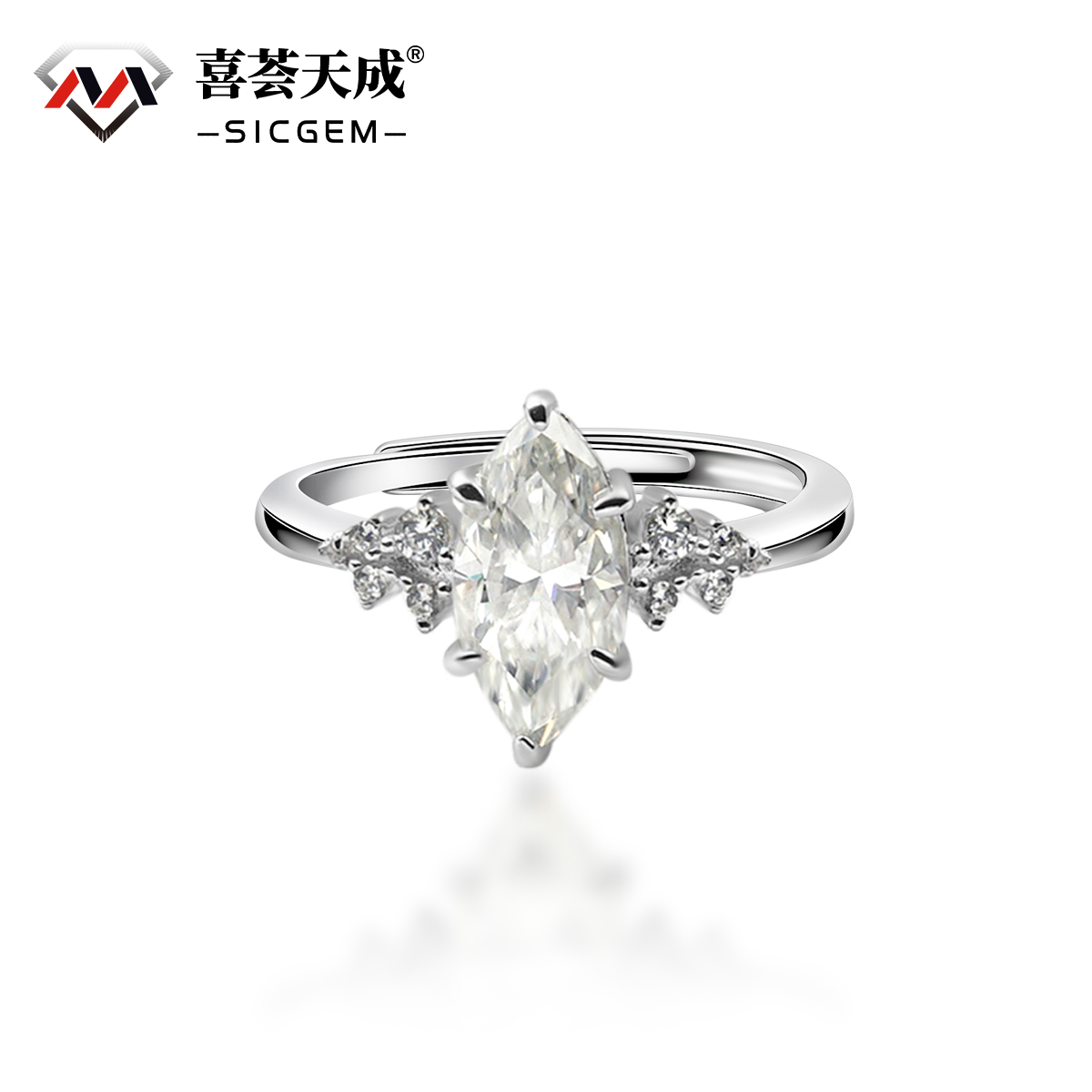 1.5ct Marquise Synthetic Moissanite Horse Eye Ring S925