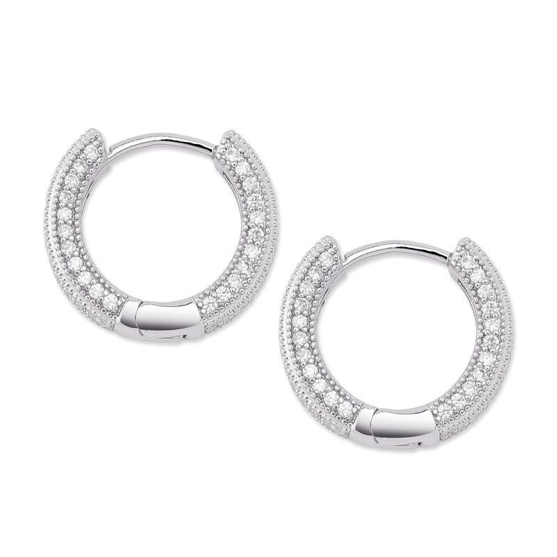 S925 Round VVS Synthetic Moissanite Iced Hoop Earring Birthday Mother's Day Gifts for Men Women