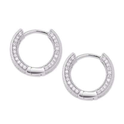 S925 Round VVS Synthetic Moissanite Iced Hoop Earring Birthday Mother's Day Gifts for Men Women