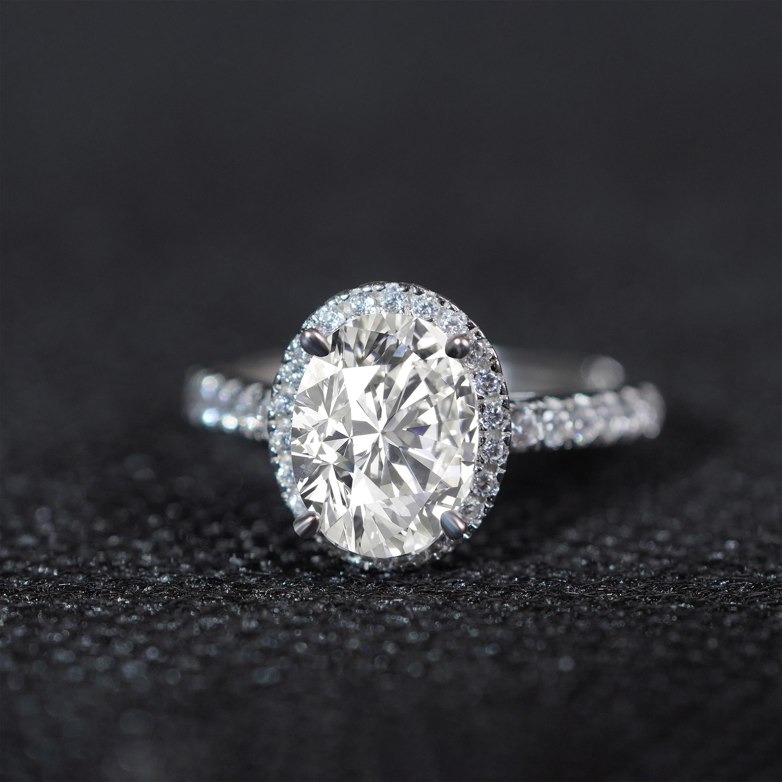 3ct Oval Synthetic Moissanite Ring S925