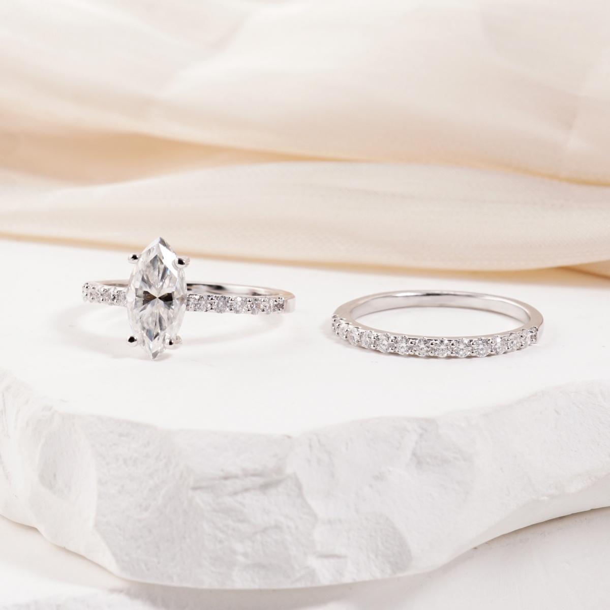 2.5ct Beyond the Horizon Ring Wedding Set Stacking Ring Marquise Cut VVS Synthetic Moissanite Ring Jewelry S925/Copper Band