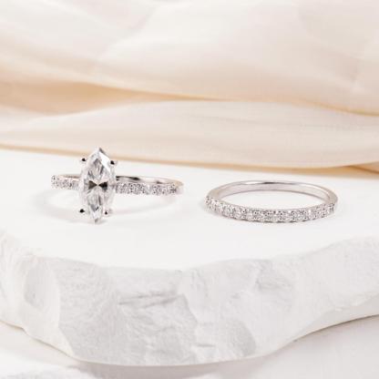 2.5ct Beyond the Horizon Ring Wedding Set Stacking Ring Marquise Cut VVS Synthetic Moissanite Ring Jewelry S925/Copper Band