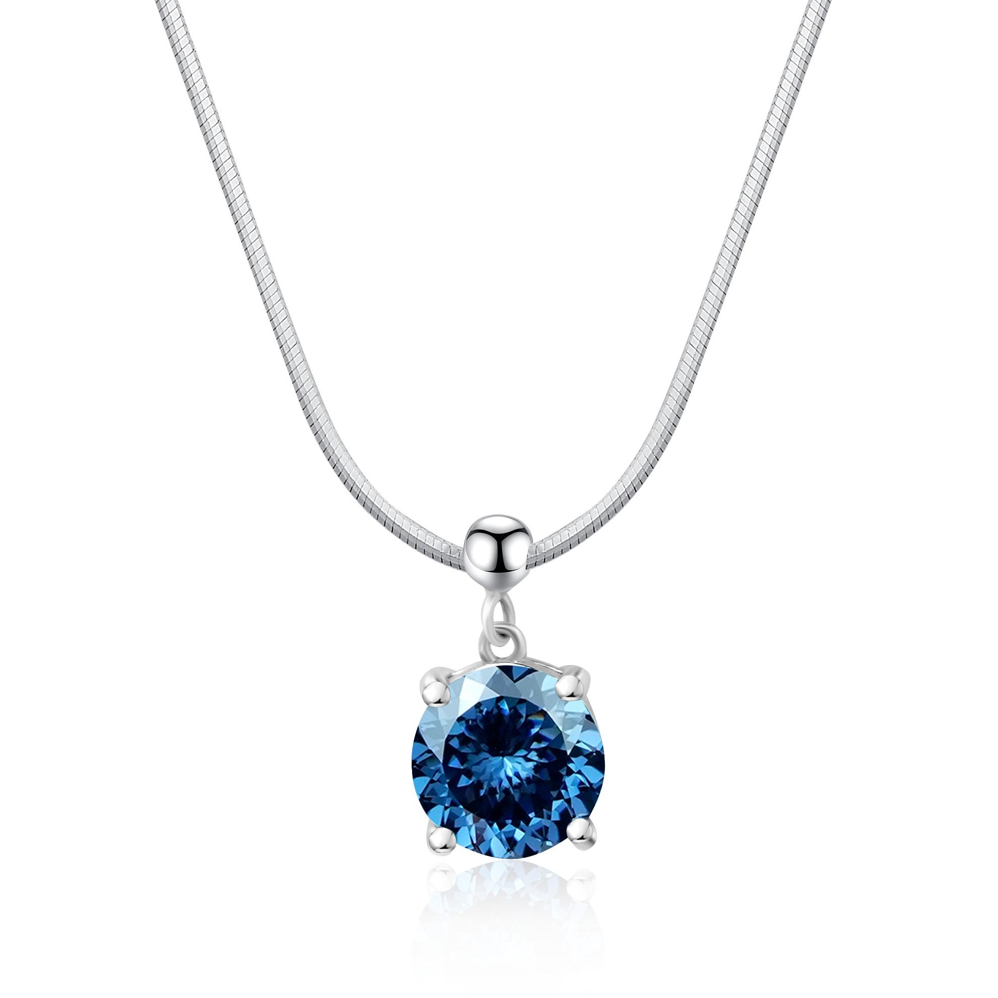 2ct Love100 Synthetic Moissanite Blue Pendant Necklace S925