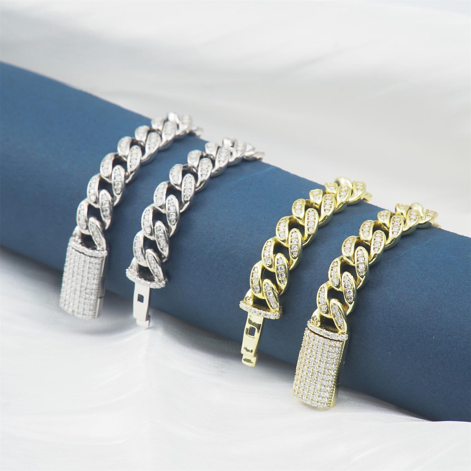 02style S925 VVS Synthetic Moissanite Hip Hop Unisex Cuban Link Necklace Chain