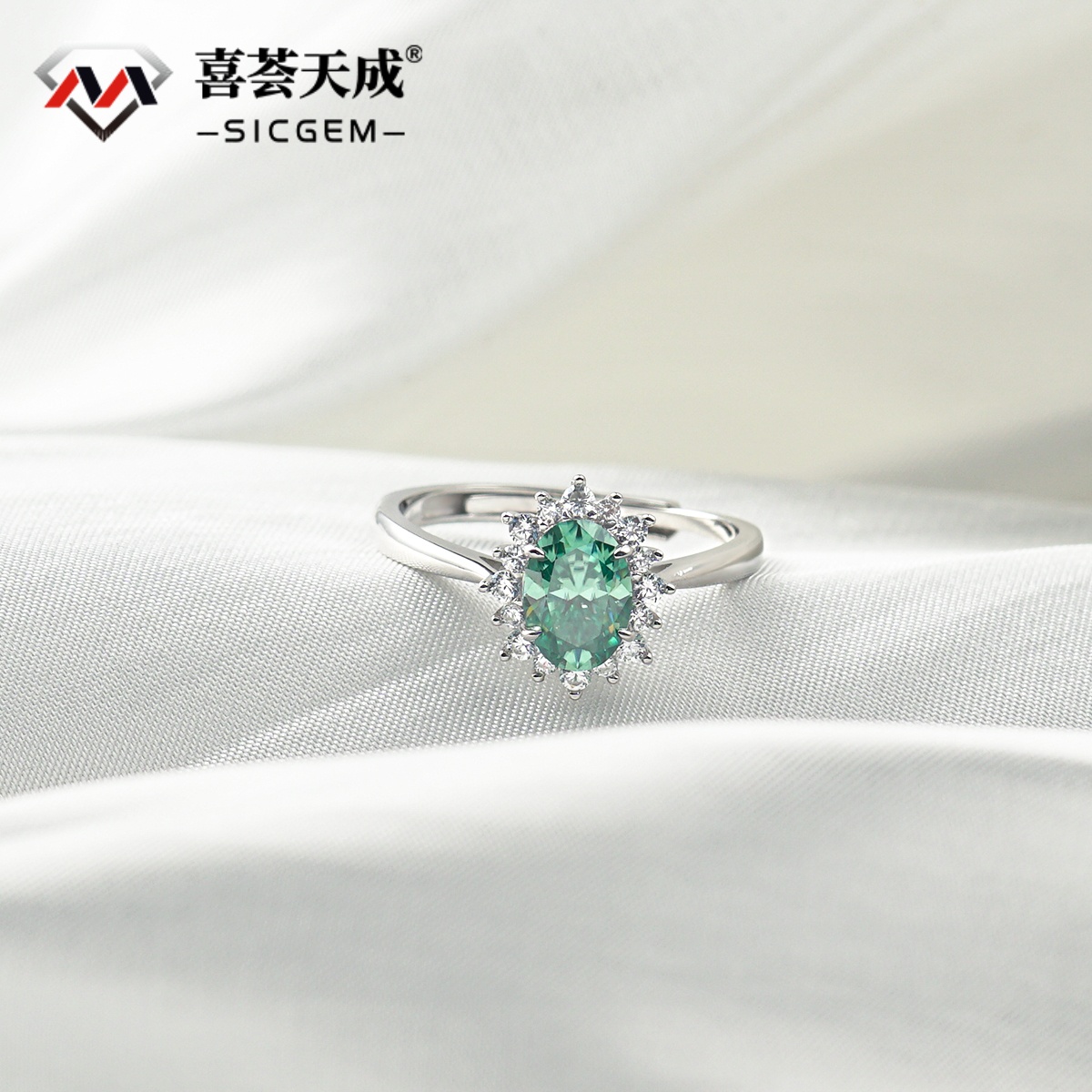 1ct Oval Synthetic Moissanite Sunflower Ring S925