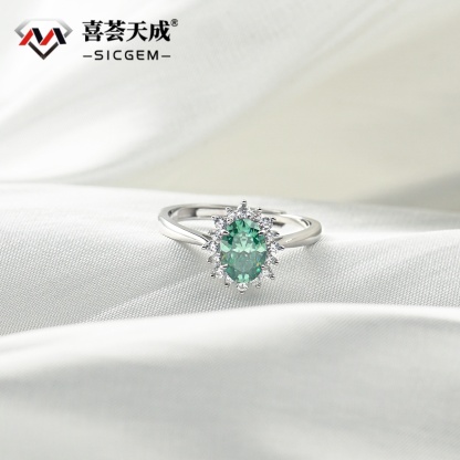 1ct Oval Synthetic Moissanite Sunflower Ring S925