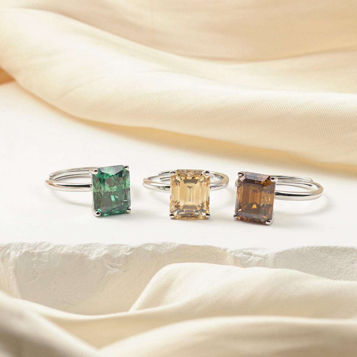 4ct Step Cut Synthetic Moissanite Square Ring S925