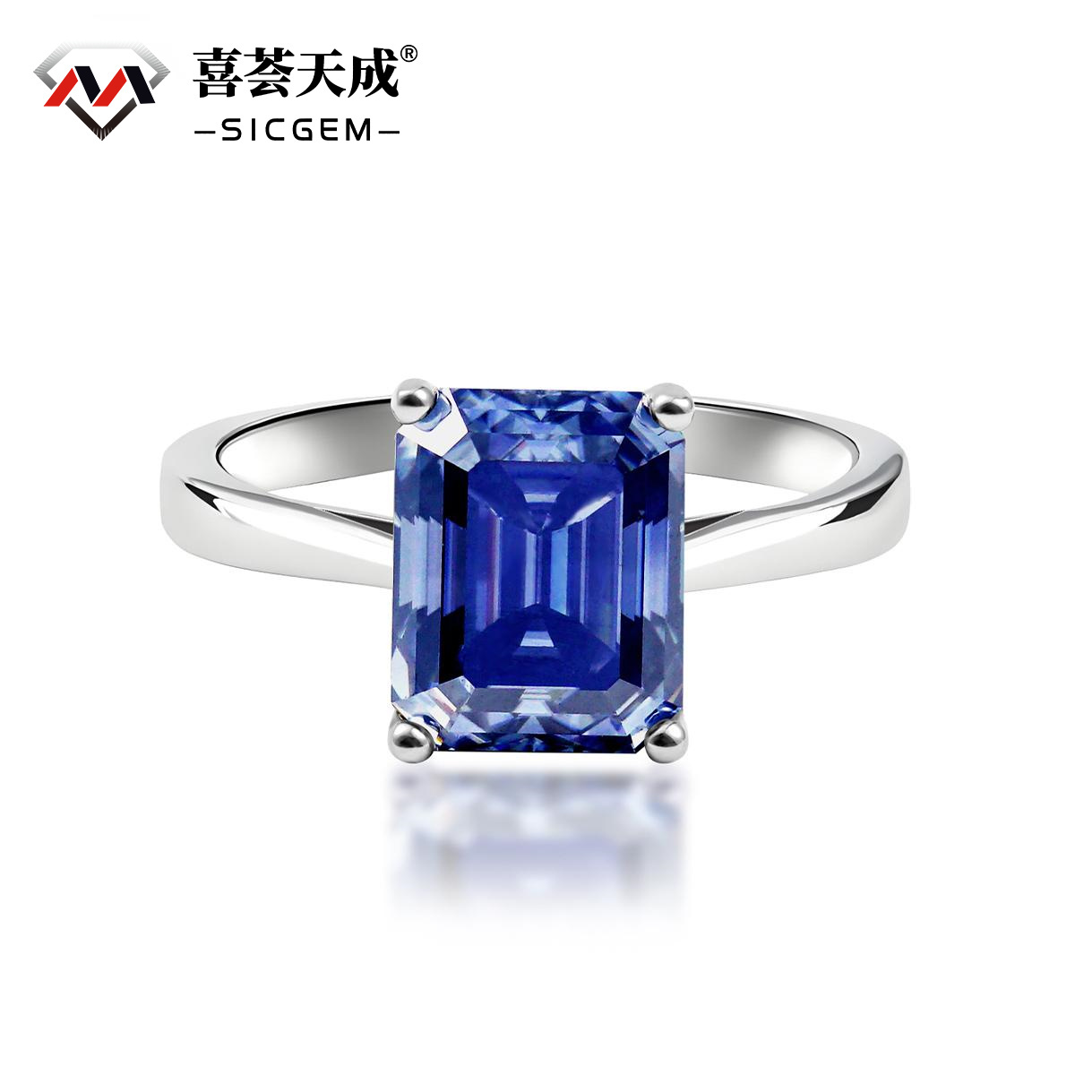 4ct Octagon Synthetic Moissanite Solitaire Ring In 925 Sterling Silver