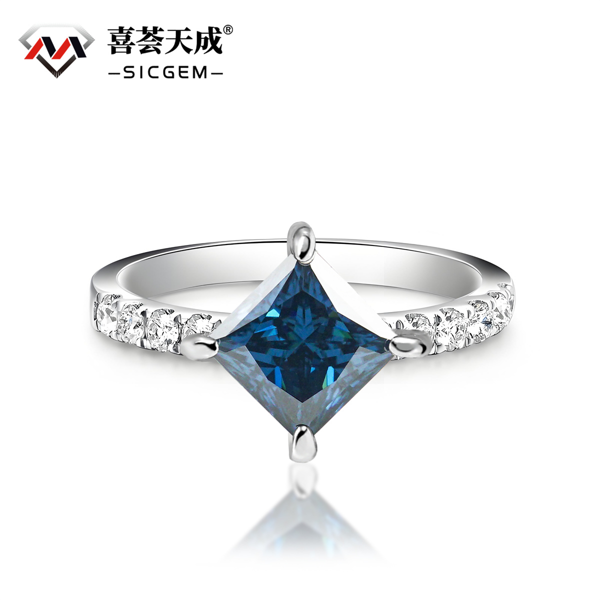 2ct Princess Synthetic Moissanite Compass Ring In 925 Sterling Silver