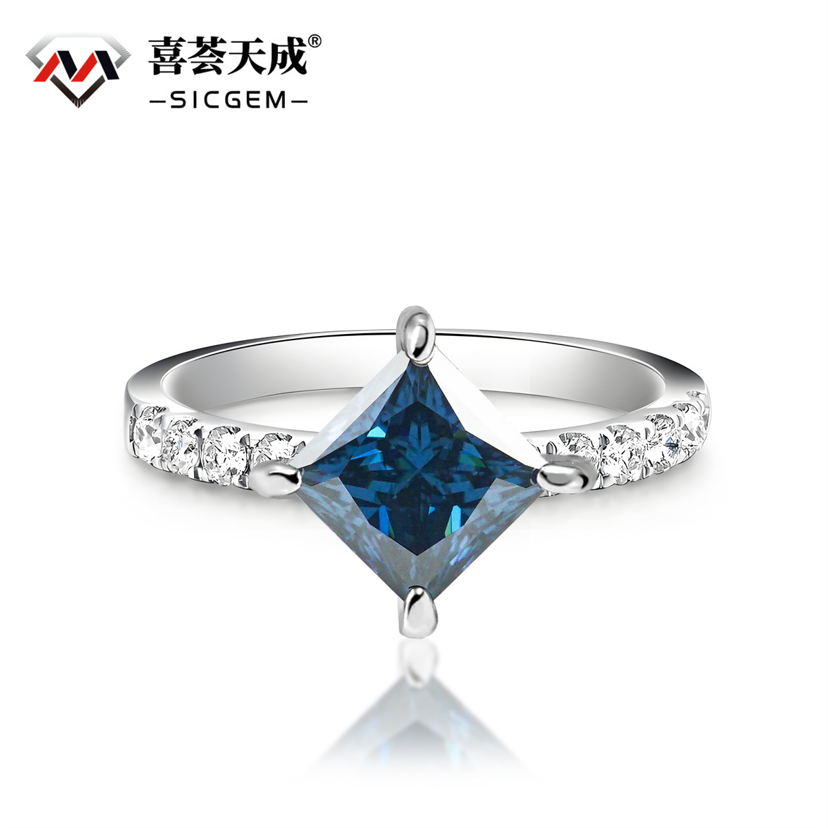 2ct Princess Synthetic Moissanite Compass Ring In 925 Sterling Silver