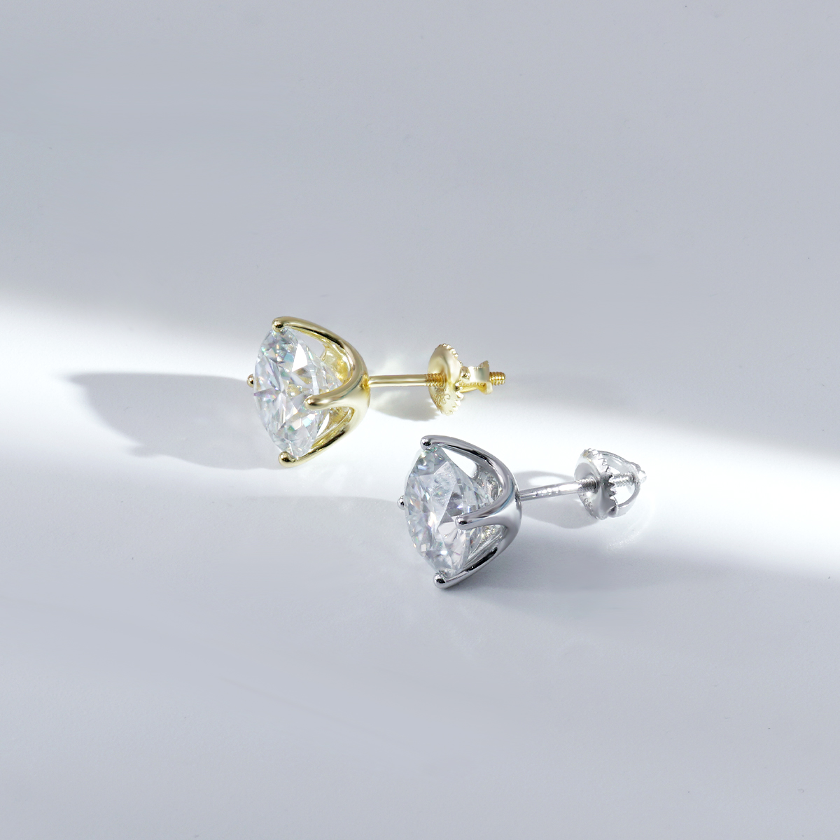 Solitaire Four Prong Earrings Butterfly/Screw Back Stud D-Color Moissanite & S925