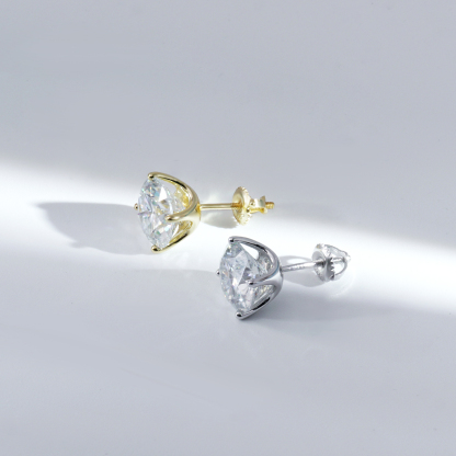 Solitaire Four Prong Earrings Butterfly/Screw Back Stud D-Color Moissanite & S925