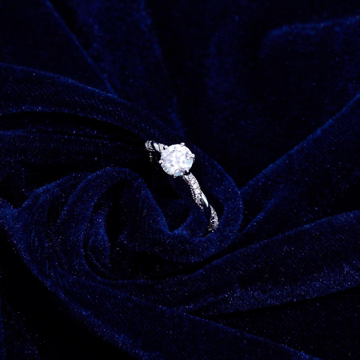 1ct Round Synthetic Moissanite Rope Ring In 925 Sterling Silver Mother's Day Gifts for Men Women