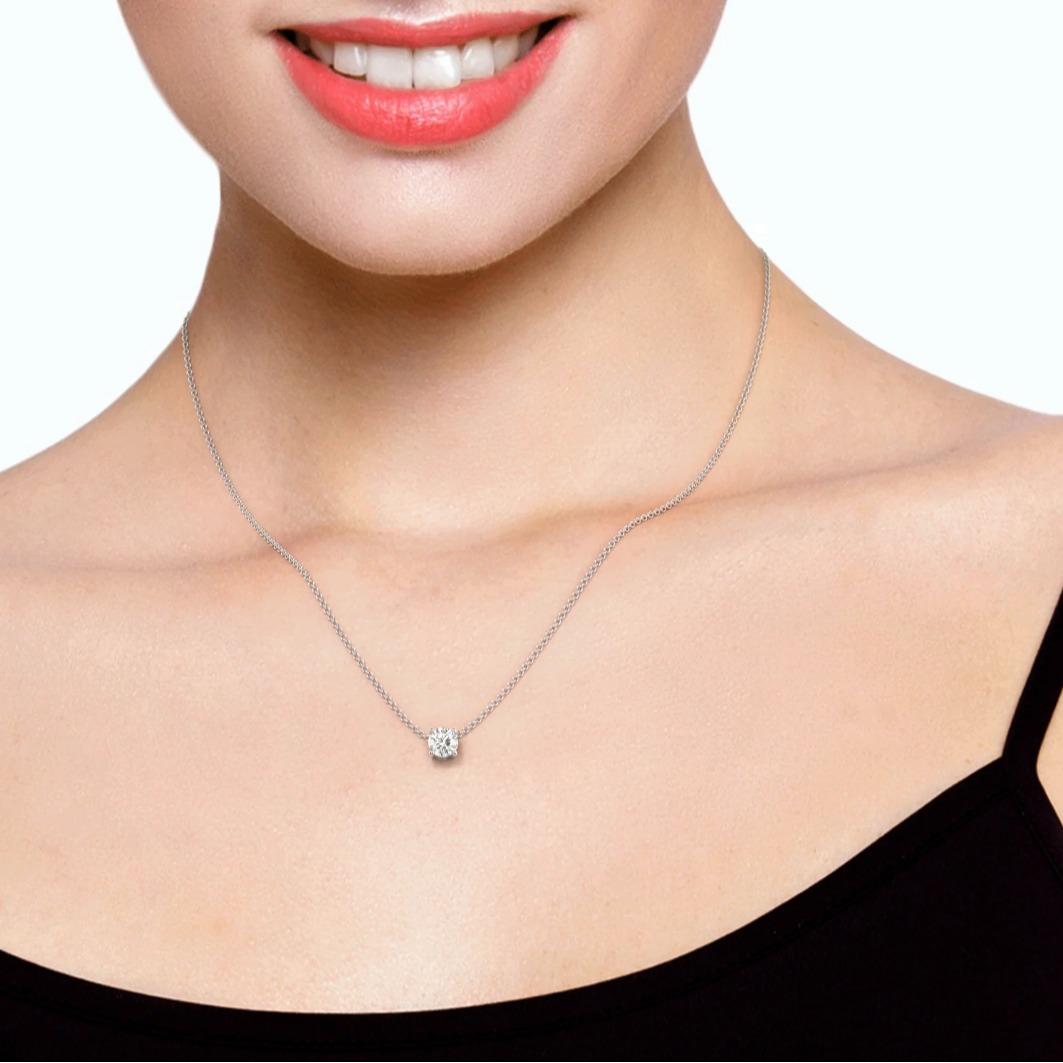 S925 1ct Synthetic Moissanite Classic Round Four Prong Necklace
