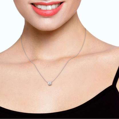 S925 1ct Synthetic Moissanite Classic Round Four Prong Necklace